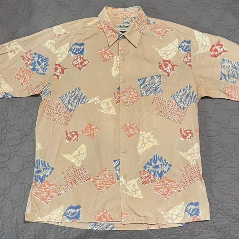 VTG‎ Cooke Street Hawaiian Aloha Shirt Button Up  Mens Large Short Sleeve